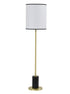 Bethel International 2 Light Black And Satin Brass Floor Lamp With A White Linen Shade in Black & Satin Brass Finish Model: BTG101BR