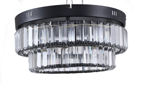 Bethel International 2 Light Black Dimmable LED Flush Mount With Clear Crystals in Satin Black Finish Model: GL450FM15BK
