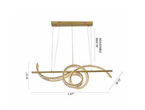 Bethel International 2 Light Dimmable in Brass Steel LED Chandelier With Clear Crystal Model: GL452C47BR