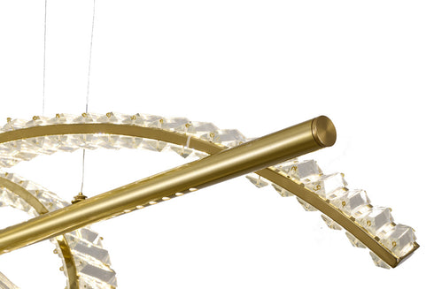Bethel International 2 Light Dimmable in Brass Steel LED Chandelier With Clear Crystal Model: GL452C47BR