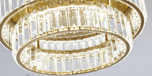 Bethel International 2 Light in Brass Dimmable LED Flush Mount With Clear Crystals Model: GL450FM15BR