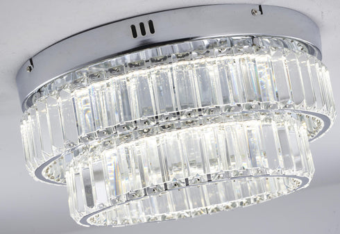 Bethel International 2 Light in Chrome Dimmable LED Flush Mount With Clear Crystals Model: GL450FM15CH