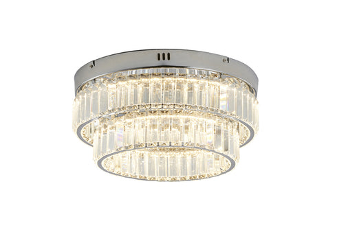 Bethel International 2 Light in Chrome Dimmable LED Flush Mount With Clear Crystals Model: GL450FM15CH