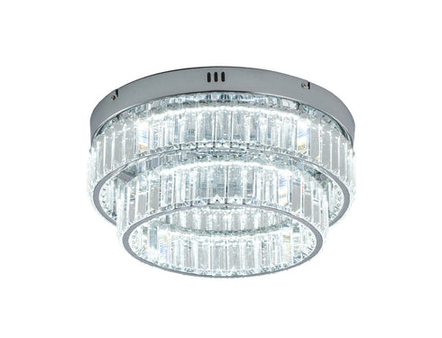 Bethel International 2 Light in Chrome Dimmable LED Flush Mount With Clear Crystals Model: GL450FM15CH