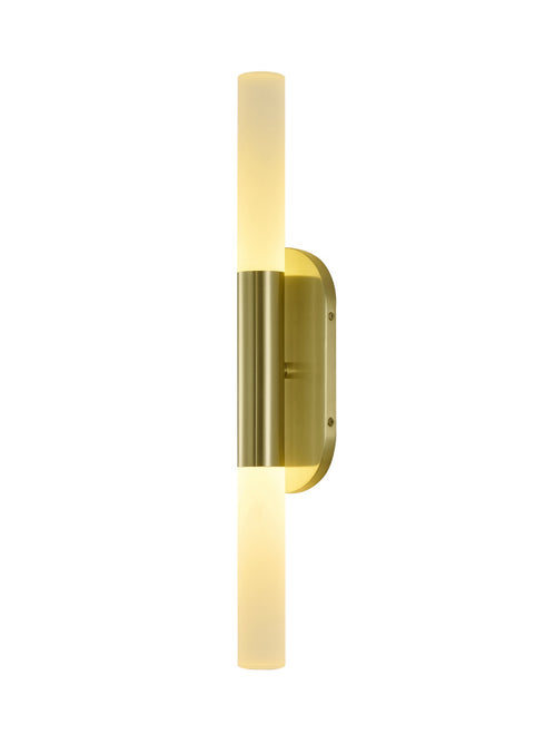 Bethel International 2 Light in Satin Brass Wall Sconce Lighting With White Frosted Acrylic Shades Model: BLT103W22BR