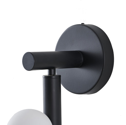 Bethel International 3 Light in Matte Black Metal Wall Sconce With White Glass Shades Model: WG02W19BLK