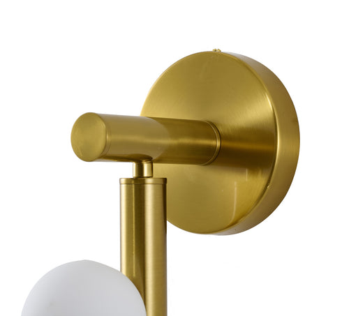 Bethel International 3 Light in Satin Brass Metal Wall Sconce With White Glass Shades Model: WG02W19BR