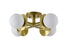 Bethel International 4 Light in Satin Brass Flush Mount With White Glass Globe Shades Model: BLT106C18BR