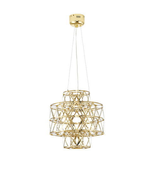 Bethel International 40 Light Dimmable in Gold Stainless Steel LED Chandelier in a 3 Tier Design Model: MN51C16G