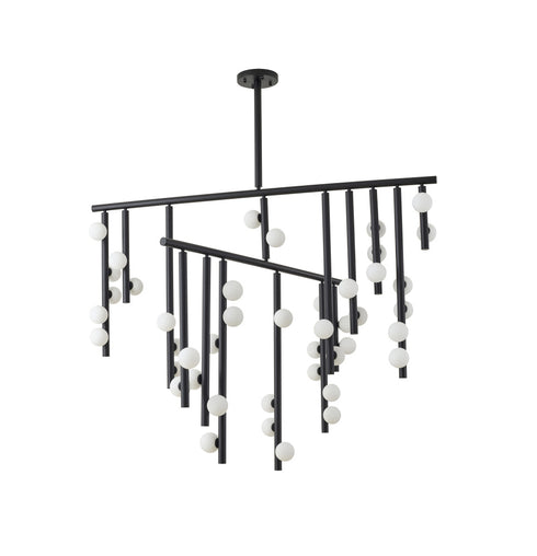 Bethel International 44 Light in Matte Black Metal Chandelier With White Glass Ball Shades Model: WG01C60BLK