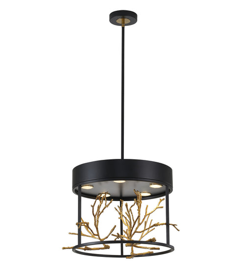 Bethel International 5 Light in Matte Black Pendant With Gold Branch Accents Model: KA01C16G