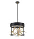 Bethel International 5 Light in Matte Black Pendant With Gold Branch Accents Model: KA01C16G