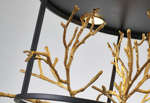 Bethel International 5 Light in Matte Black Pendant With Gold Branch Accents Model: KA01C16G