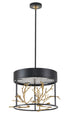 Bethel International 5 Light in Matte Black Pendant With Gold Branch Accents Model: KA01C16G