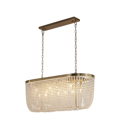 Bethel International 6 Light Gold Oval Chandelier With Clear Beaded hanging Crystals in Satin Black Finish Model: LA64C50G