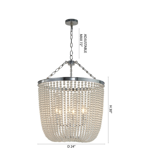 Bethel International 6 Light in Chrome Chandelier With Clear Beaded hanging Glass Model: LA61C24CH
