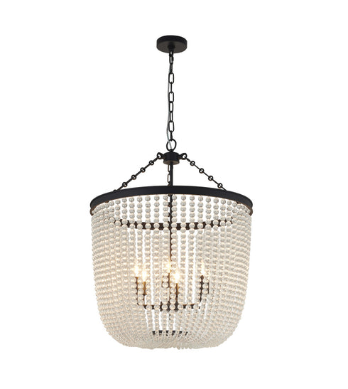 Bethel International 6 Light in Satin Black Chandelier With Clear Beaded hanging Glass Model: LA61C24BK