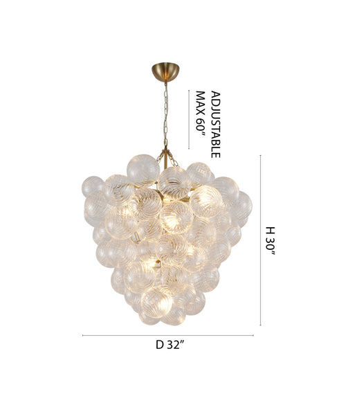 Bethel International 8 Light in Brass Meta Chandelier With Clear Swirl Glass Shades Model: KM13C32BR