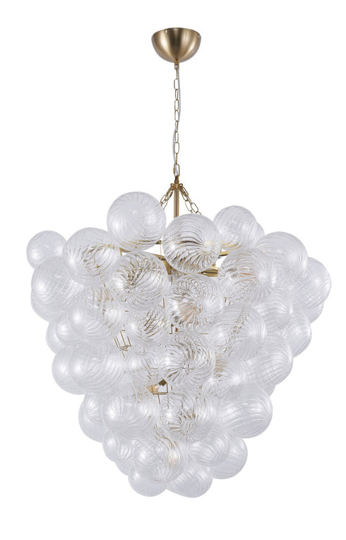 Bethel International 8 Light in Brass Meta Chandelier With Clear Swirl Glass Shades Model: KM13C32BR
