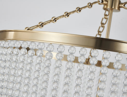 Bethel International 8 Light in Gold Chandelier With Clear Beaded hanging Glass Model: LA62C30G