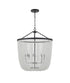 Bethel International 8 Light in Satin Black Chandelier With Clear Beaded hanging Glass Model: LA62C30BK
