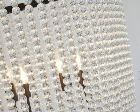 Bethel International 8 Light in Satin Black Chandelier With Clear Beaded hanging Glass Model: LA62C30BK