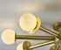 Bethel International 8 Light in Satin Brass Flush Mount With White Glass Globe Shades Model: BLT106C36BR