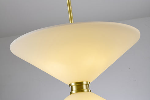 Bethel International 8 Light in Satin Brass Pendant Lighting With White Frosted Glass Shades Model: BLT102C24BR