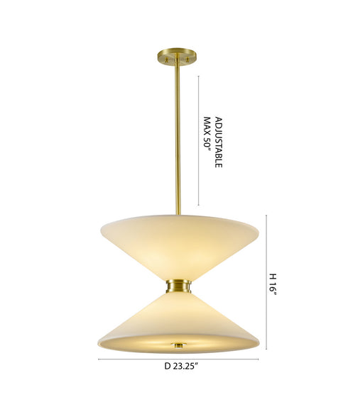 Bethel International 8 Light in Satin Brass Pendant Lighting With White Frosted Glass Shades Model: BLT102C24BR