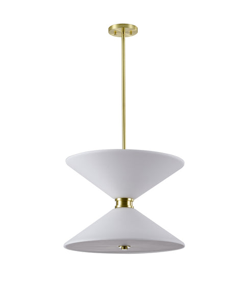 Bethel International 8 Light in Satin Brass Pendant Lighting With White Frosted Glass Shades Model: BLT102C24BR