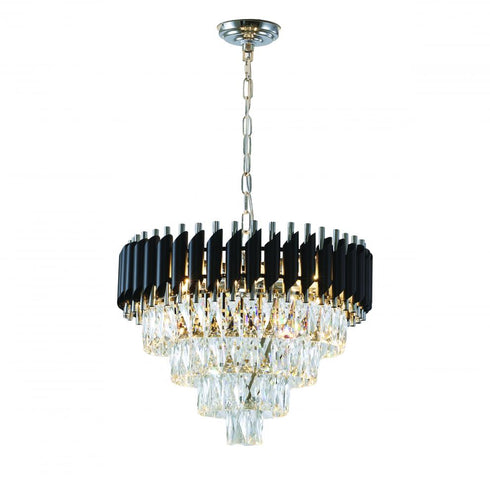 Bethel International 8 Light Round Black And Chrome Frame Chandelier Model: GL410C20CH