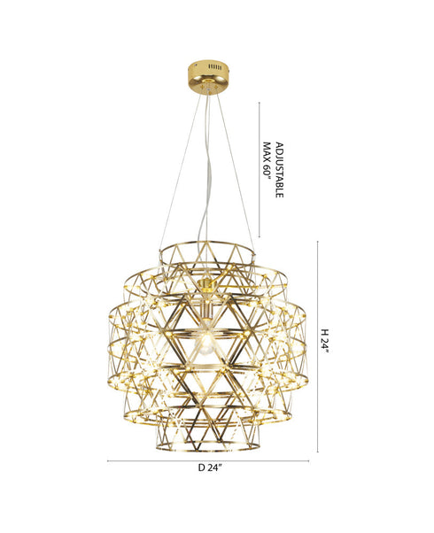 Bethel International 85 Light Dimmable in Gold Stainless Steel LED Chandelier in a 5 Tier Design Model: MN52C24G