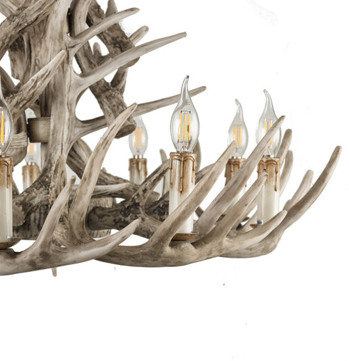 Bethel International 9 Light Faux in Brown Polyresin Antler Chandelier With Metal Hardware Model: YA28C39BR