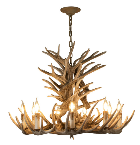 Bethel International 9 Light Faux in Brown Polyresin Antler Chandelier With Metal Hardware Model: YA28C39BR