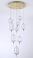 Bethel International 9 Light Flushed in Brass Dimmable LED Chandelier With Hanging Clear PC shades Model: GL454C24BR