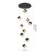 Bethel International 9 Light in Black Cubed Chandelier With A Clear Distorted Glass Shades Model: GL446C27BK