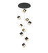 Bethel International 9 Light in Black Cubed Chandelier With A Clear Distorted Glass Shades Model: GL446C27BK