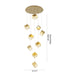 Bethel International 9 Light in Brass Cubed Chandelier With A Clear Distorted Glass Shades Model: GL446C27BR