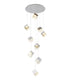 Bethel International 9 Light in Chrome Cubed Chandelier With A Clear Distorted Glass Shades Model: GL446C27CH