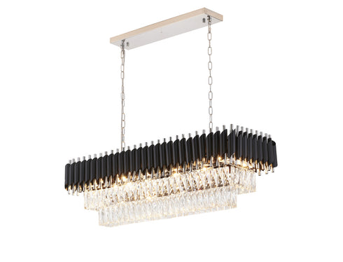 Bethel International Black and Chrome Rectangular Frame Chandelier in Black & Chrome Finish Model: GL412C38CH