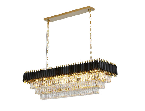 Bethel International Black and Gold Rectangular Frame Chandelier in Black & Gold Finish Model: GL412C48G