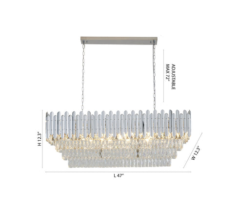 Bethel International in Chrome Rectangular Frame Chandelier Model: GL406C47CH