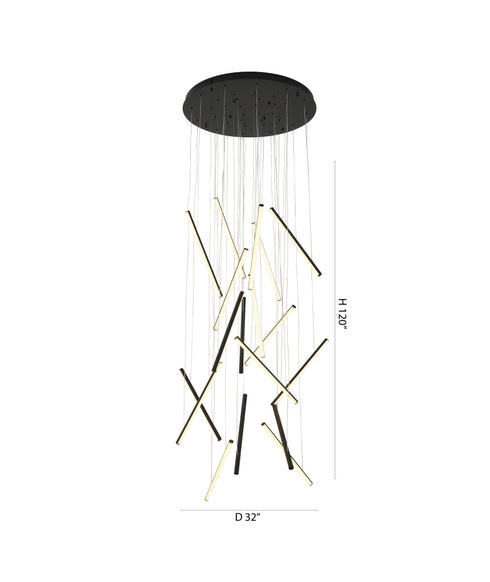 Bethel International in Satin Black LED Chandelier Model: LTY01C32BLK