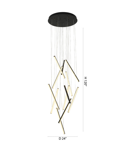 Bethel International in Satin Black LED Chandelier Model: LTY02C24BLK