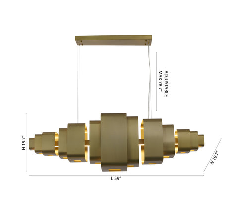 Bethel International in Satin Brass LED Chandelier Model: MU140C60BR