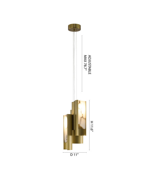 Bethel International in Satin Brass LED Pendant Model: MU127C3BR