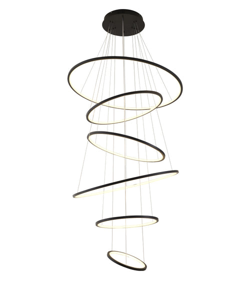 Bethel International Six Ring in Matte Black Halo Chandelier Model: TR35C122BLK