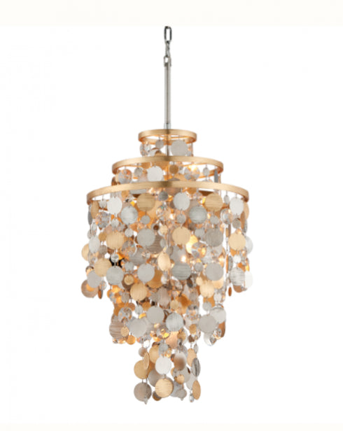 Corbett Ambrosia Chandelier in Silver & Gold Leaf & Stainless Finish Model: 215-45-SL/GL/SS