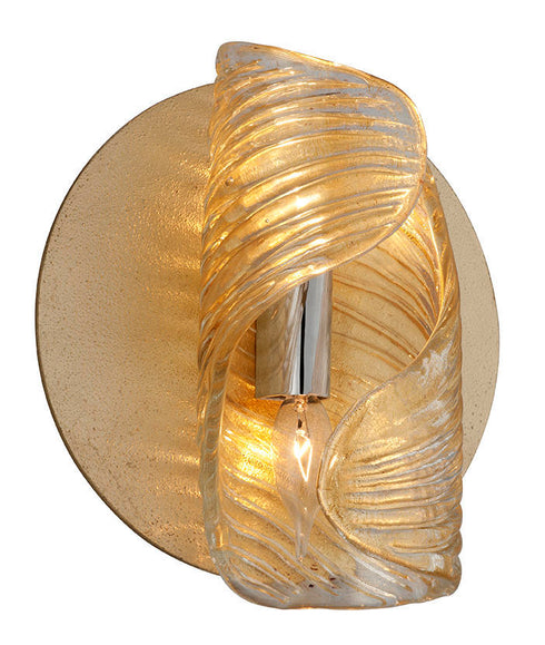 Corbett Flaunt Wall Sconce in GOLD LEAF W POLISHED STAINLESS Finish Model: 246-12