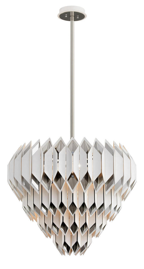 Corbett Haiku Chandelier in White With Polished Stainless Finish Model: 254-413